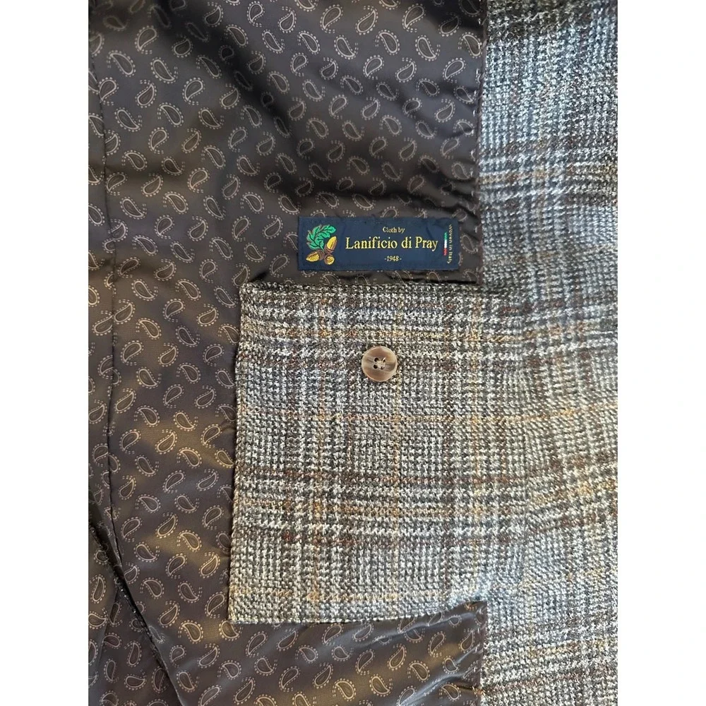 Joseph Abboud Mens Brown Plaid Lanificio di Pray Wool Blazer Sport Coat 40R